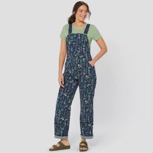 Duluth Heirloom Gardening Bib Overalls Women’s L Navy Wildflowers 35” Inseam